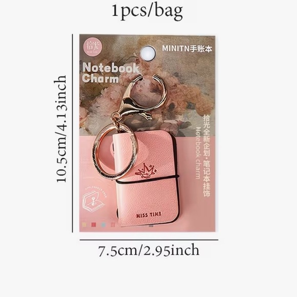 Kawaii Mini Travel Journal Notebook Keychain in Beautiful Teal - Picture 7 of 7